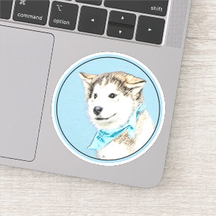 Sibirian Husky Welpenmalerei - Originale Hundekuns Aufkleber