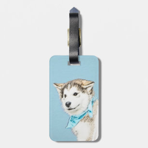 Sibirian Husky Welpenmalerei - Originale Hundekuns Gepäckanhänger