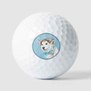 Sibirian Husky Welpenmalerei - Originale Hundekuns Golfball