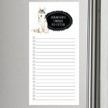 Sibirien Husky Shopping List Magnetic Notepad Magnetischer Notizblock<br><div class="desc">Liebliche Sachen,  um den sibirischen Husky Hund mit einem schwarzen Kalkboard-Rahmen personalisiert mit Ihrem Namen zu holen.</div>