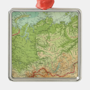 Sibirien-Karte mit Schifffahrtslinien Ornament Aus Metall