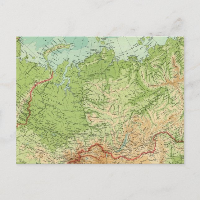Sibirienplan mit Schifffahrtsrouten Postkarte (Vorderseite)