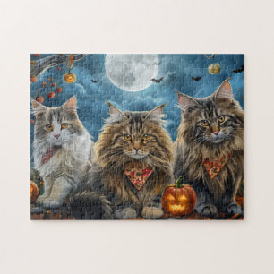 Sibirische Halloween-Katze Gruselig 