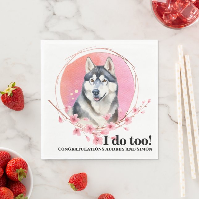 Sibirische HochzeitsNapkins mit Foto von Hunden Serviette (Beispiel)