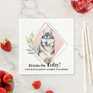 Sibirische Hochzeitsservietten mit Hundefoto Serviette