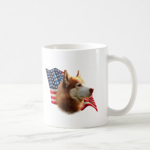 Sibirische Husky-Flagge (rot) Kaffeetasse