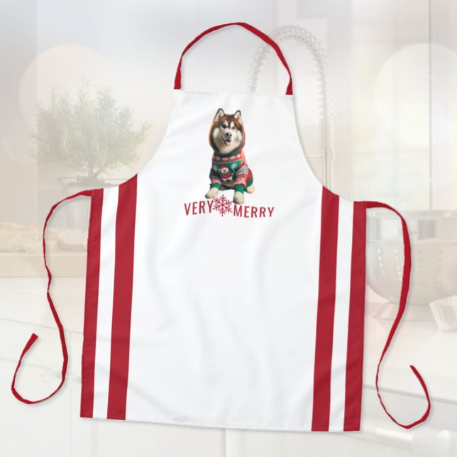 Sibirische Husky Holiday All-over Print-Schürze Schürze (Christmas Holiday Siberian Husky print apron)