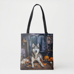 Sibirische Husky-Kürbisse Halloween Gruselig Tasche