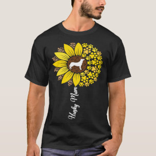 Sibirische Husky-Mum für Frauen Sonnenblumen Husky T-Shirt
