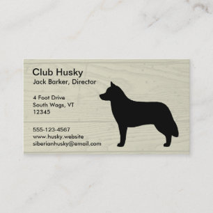 Sibirische Husky-Silhouette auf Imitaten Wood Visitenkarte