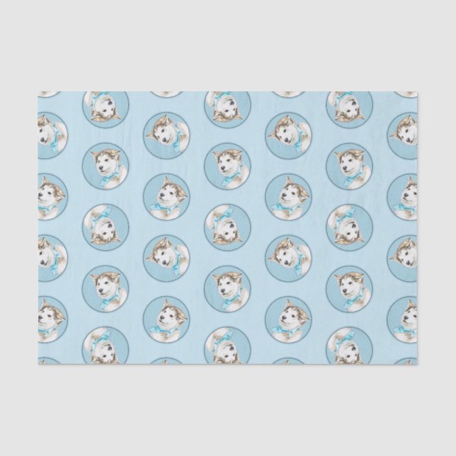 Sibirische Husky Welpenmalerei Copper Red Dog Art Seidenpapier (Vorderseite)