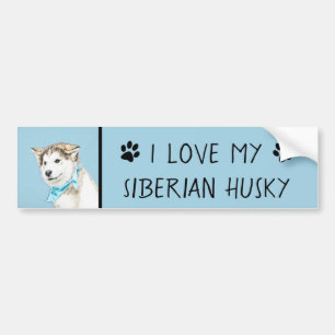 Sibirische Husky-Welpenmalerei - Original Hundesch Autoaufkleber