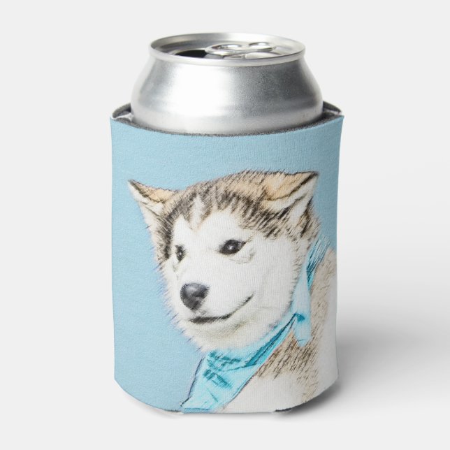 Sibirische Husky-Welpenmalerei - Original Hundesch Dosenkühler (Kanne Vorderseite)