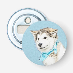 Sibirische Husky-Welpenmalerei - Original Hundesch Flaschenöffner
