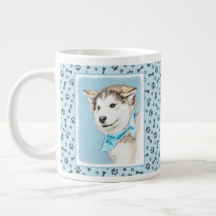 Sibirische Husky-Welpenmalerei - Original Hundesch Jumbo-Tasse