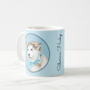 Sibirische Husky-Welpenmalerei - Original Hundesch Kaffeetasse
