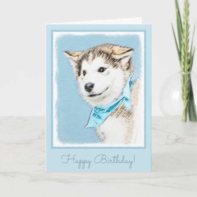 Sibirische Husky-Welpenmalerei - Original Hundesch Karte (Vorderseite)