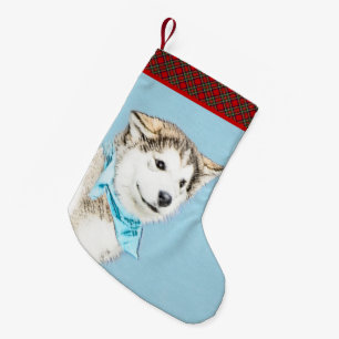 Sibirische Husky-Welpenmalerei - Original Hundesch Kleiner Weihnachtsstrumpf