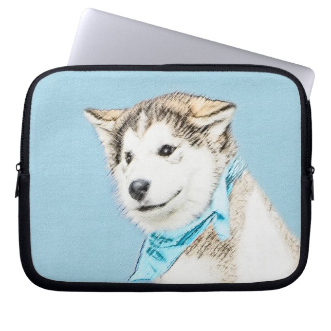 Sibirische Husky-Welpenmalerei - Original Hundesch Laptopschutzhülle (Vorderseite)
