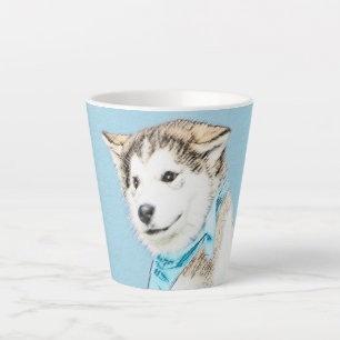 Sibirische Husky-Welpenmalerei - Original Hundesch Milchtasse