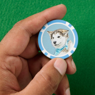 Sibirische Husky-Welpenmalerei - Original Hundesch Pokerchips