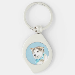 Sibirische Husky-Welpenmalerei - Original Hundesch Schlüsselanhänger
