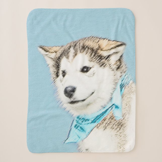 Sibirische Husky-Welpenmalerei - Original Hundesch Sherpadecke (Vorderseite)