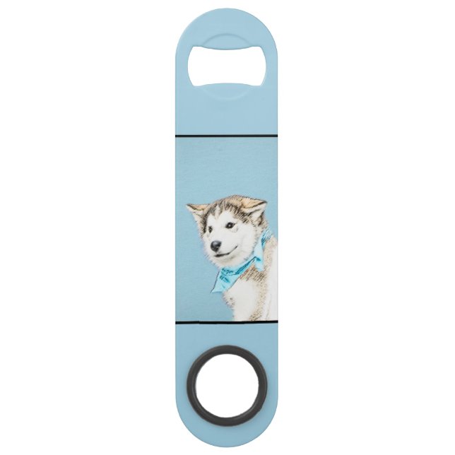 Sibirische Husky-Welpenmalerei - Original Hundesch Speed Flaschenöffner (Rückseite)