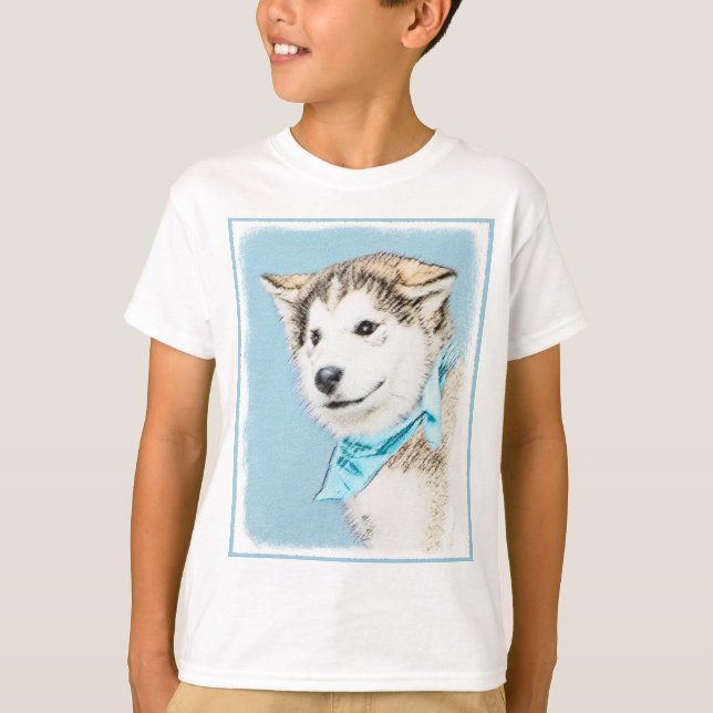 Sibirische Husky-Welpenmalerei - Original Hundesch T-Shirt (Vorderseite)
