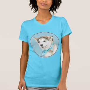 Sibirische Husky-Welpenmalerei - Original Hundesch T-Shirt