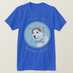 Sibirische Husky-Welpenmalerei - Original Hundesch T-Shirt