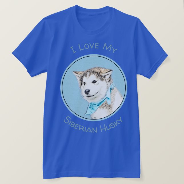 Sibirische Husky-Welpenmalerei - Original Hundesch T-Shirt (Design vorne)