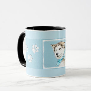 Sibirische Husky-Welpenmalerei - Original Hundesch Tasse