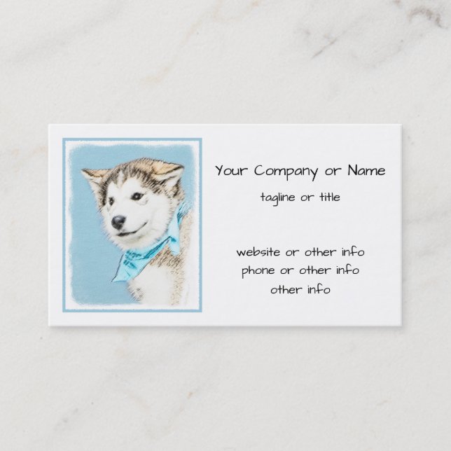 Sibirische Husky-Welpenmalerei - Original Hundesch Visitenkarte (Vorderseite)