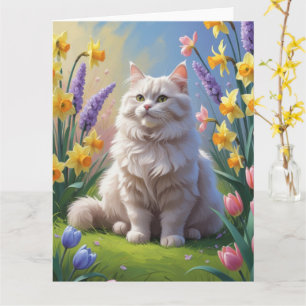 Sibirische Katz Malerei Frühlingsblumen Karte