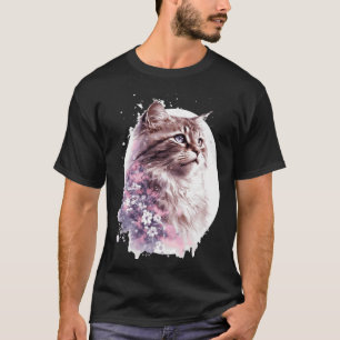 Sibirische Katze Japanische Kirschblüte Sakura T-Shirt