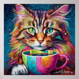 Sibirische Katze Latte Art zum Feiern Poster