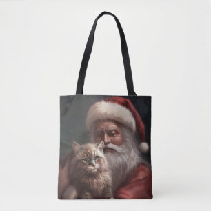 Sibirische Katze mit Santa Claus Festive Weihnacht Tasche