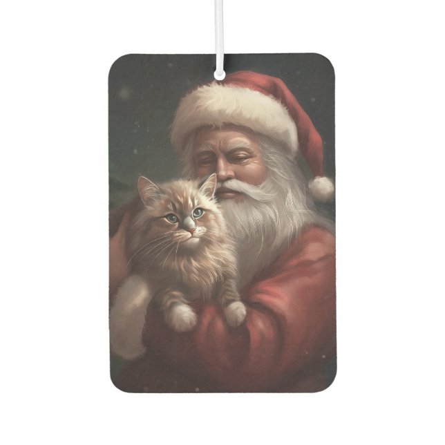 Sibirische Katze mit Weihnachtsmann Weihnachten Autolufterfrischer (Vorderseite)