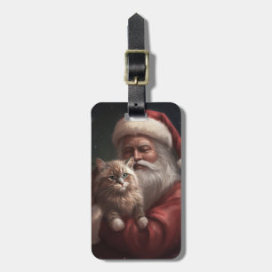 Sibirische Katze mit Weihnachtsmann Weihnachten Gepäckanhänger