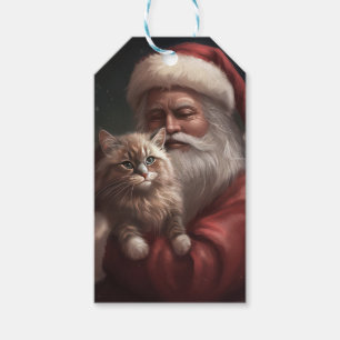 Sibirische Katze mit Weihnachtsmann Weihnachten Geschenkanhänger