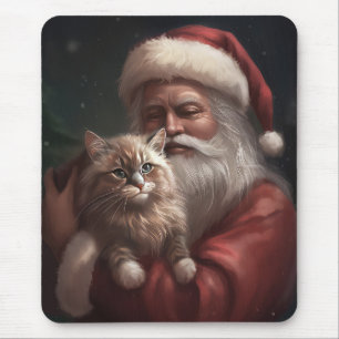Sibirische Katze mit Weihnachtsmann Weihnachten Mousepad