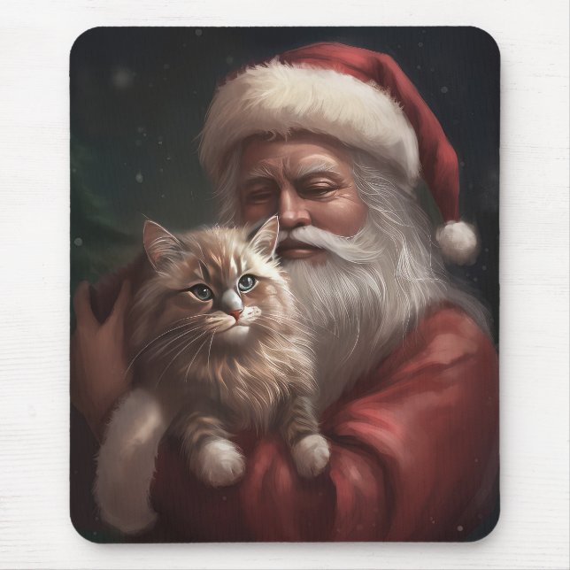 Sibirische Katze mit Weihnachtsmann Weihnachten Mousepad (Vorne)
