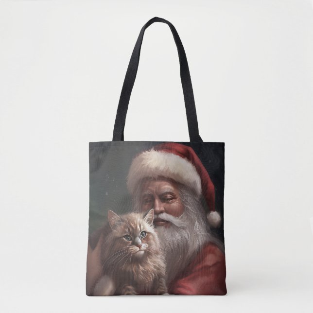 Sibirische Katze mit Weihnachtsmann Weihnachten Tasche (Vorderseite)