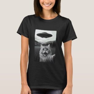Sibirische Katze Selfie Lustige Alien-Entführung M T-Shirt