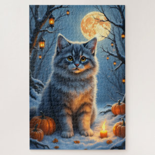 Sibirische Katze verzaubertes Halloween-Porträt Ku
