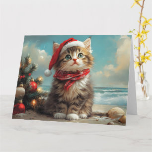 Sibirische Katze Weihnachten Vintage Strand Karte