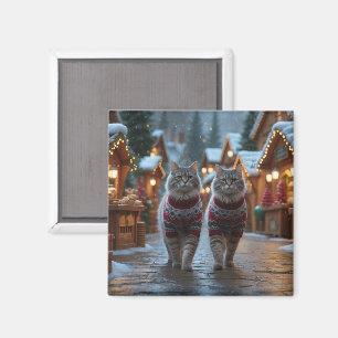 Sibirische Katzen Weihnachten Schnee Feiertag Magnet