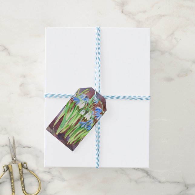 Sibirische Squill-Blue-Spring-Blume Geschenkanhänger (Mit Garn)