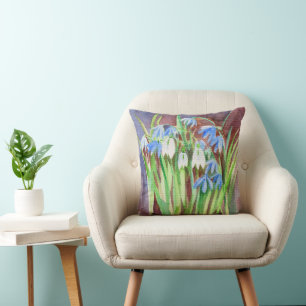 Sibirische Squill-Blue-Spring-Blume Kissen